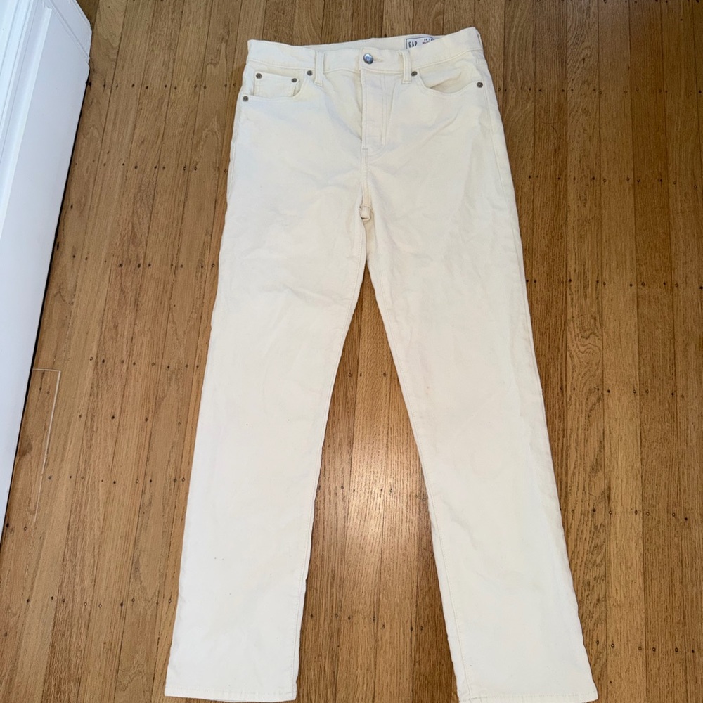 GAP Cream High-Rise Straight Jeans